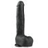 Easytoys - Veliki dildo s testisima i vakuumskim postoljem (29,5cm) - crni