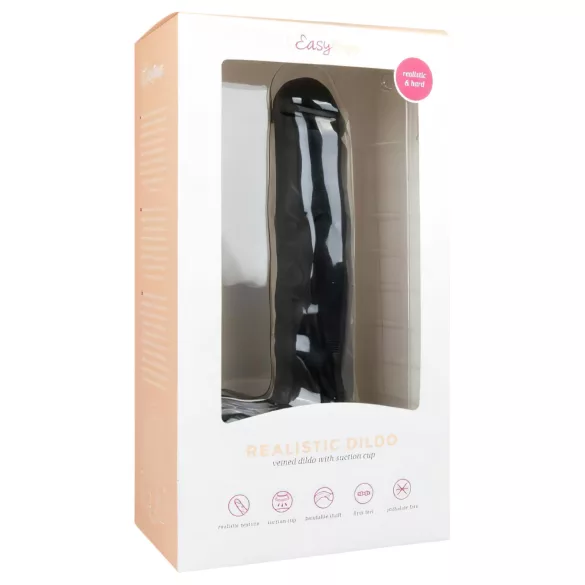 Easytoys - veliki dildo s testisima i vakuum bazom - 29,5 cm - crni