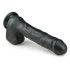 Easytoys - Veliki dildo s testisima i vakuumskim postoljem (29,5cm) - crni