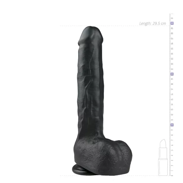 Easytoys - veliki dildo s testisima i vakuum bazom - 29,5 cm - crni