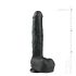 Easytoys - Veliki dildo s testisima i vakuumskim postoljem (29,5cm) - crni