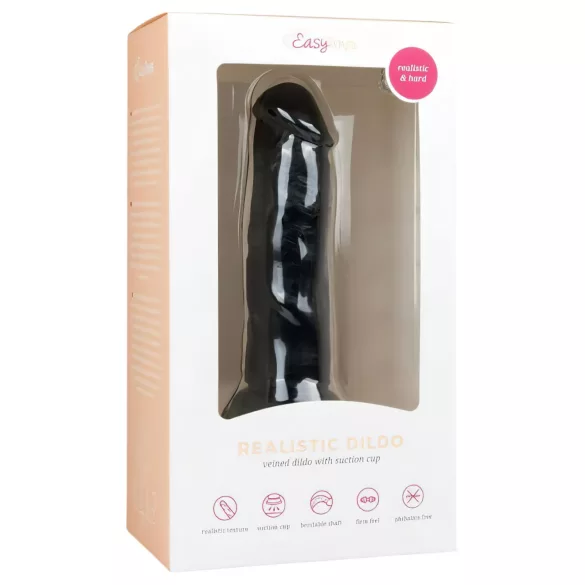 Easytoys - realistični dildo s vakuum postoljem - crni - 15,5 cm