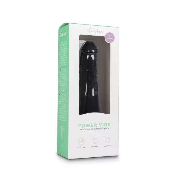 Easytoys Power Vibe - vibrirajući penis od silikona - crni