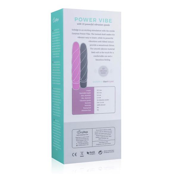 Easytoys Power Vibe - vibrator štap sa spiralom - silikon - crni