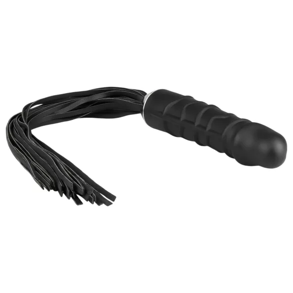 Easytoys - Flogger bič i silikonski dildo 2u1 - crni