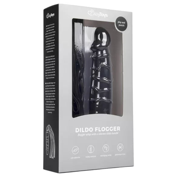 Easytoys - Flogger bič i silikonski dildo 2u1 - crni