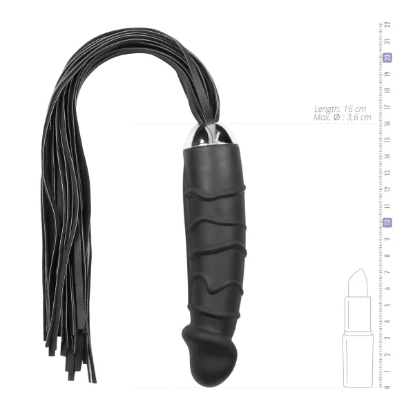 Easytoys - Flogger bič i silikonski dildo 2u1 - crni