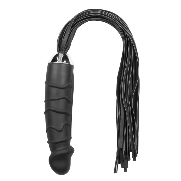Easytoys - Flogger bič i silikonski dildo 2u1 - crni