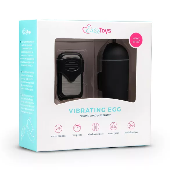 EasyToys - nosivo vibrirajuće jaje s daljinskim upravljačem (crno)