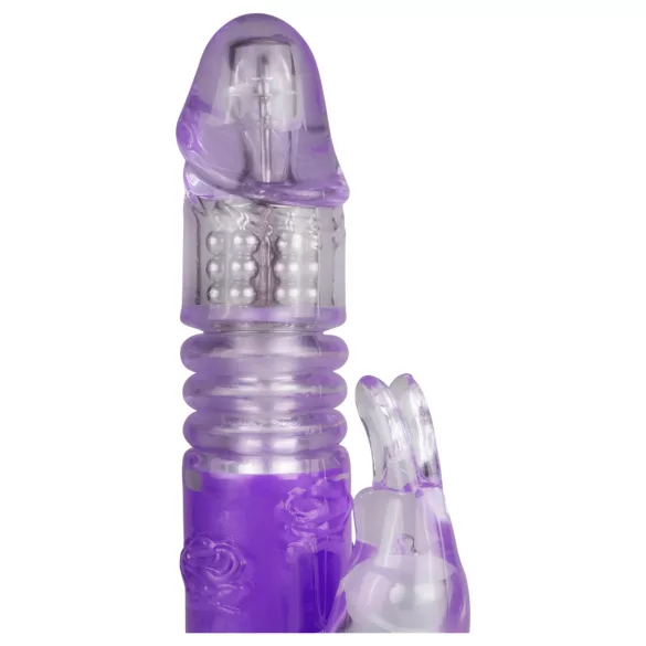 Easytoys Bunny - rotirajući vibrator s potiskivanjem - silikon ljubičasti
