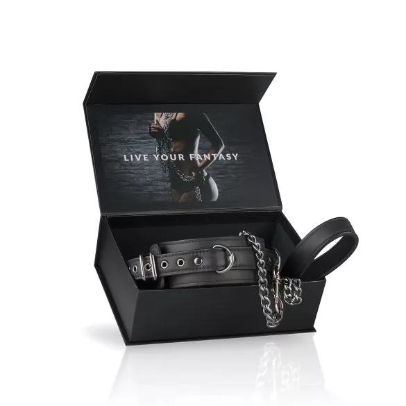 Easytoys - ogrlica s povodcem za fetiš - crna