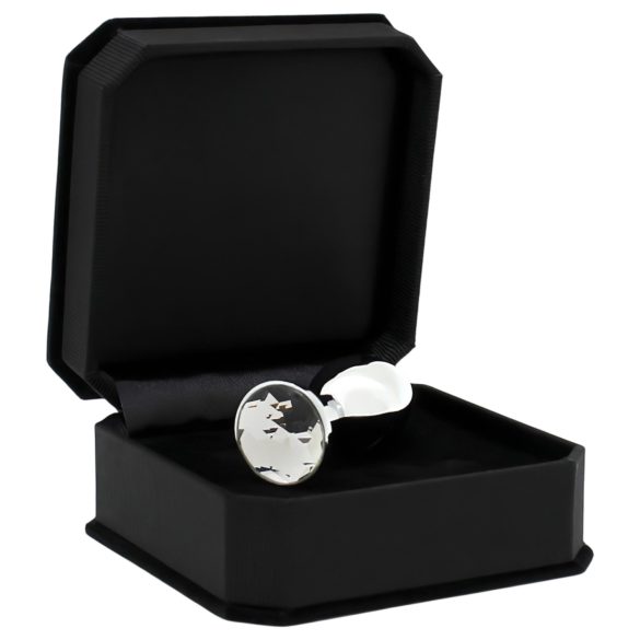 Rimba XS - metalni analni čep s prozirnim kamenčićem - srebrni