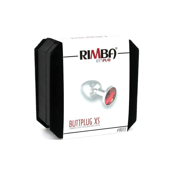 Rimba - analni plug s crvenim draguljem - metal, srebrni