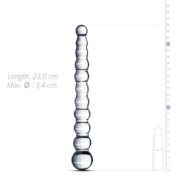 Gildo Glass No. 20 - stakleni dildo s perlama - prozirno