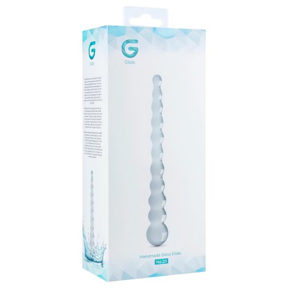 Gildo Glass No. 20 - stakleni dildo s perlama - prozirno