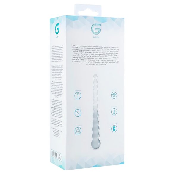 Gildo Glass No. 20 - stakleni dildo s perlama - prozirno