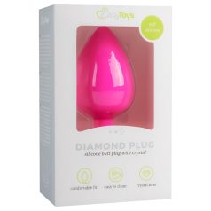   Easytoys Diamond - analni plug s bijelim kamenom - veliki - rozi