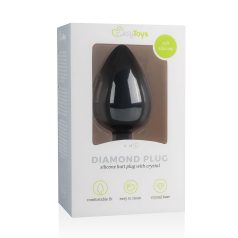   Easytoys Diamond - analni čep s bijelim kamenčićem - veliki - crni