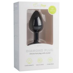   Easytoys Diamond - analni plug s bijelim kamenčićem - mali - crni