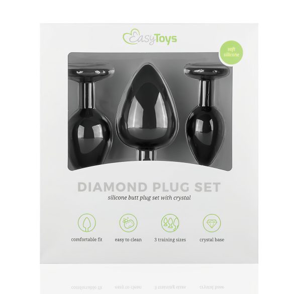 Easytoys Diamond - analni plug set - crna