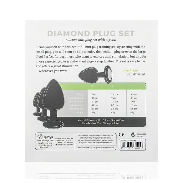 Easytoys Diamond - analni plug set - crna