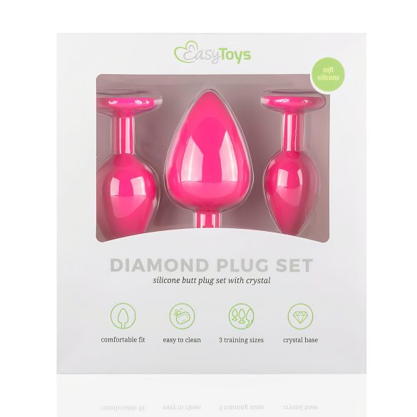 Easytoys Diamond - analni plug set - rozi