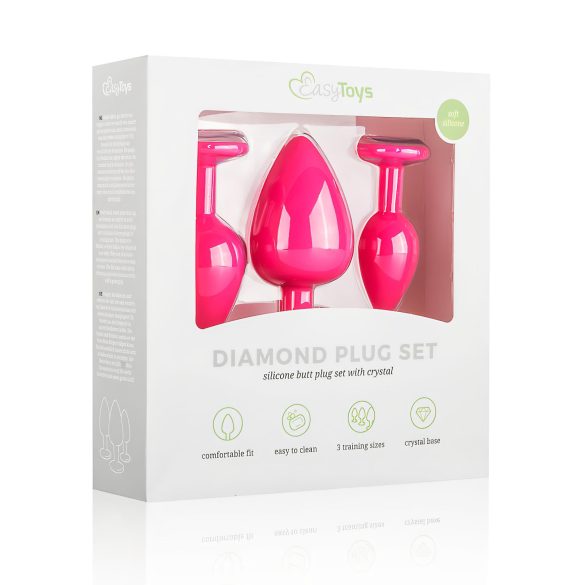 Easytoys Diamond - analni plug set - rozi