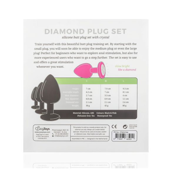 Easytoys Diamond - analni plug set - rozi
