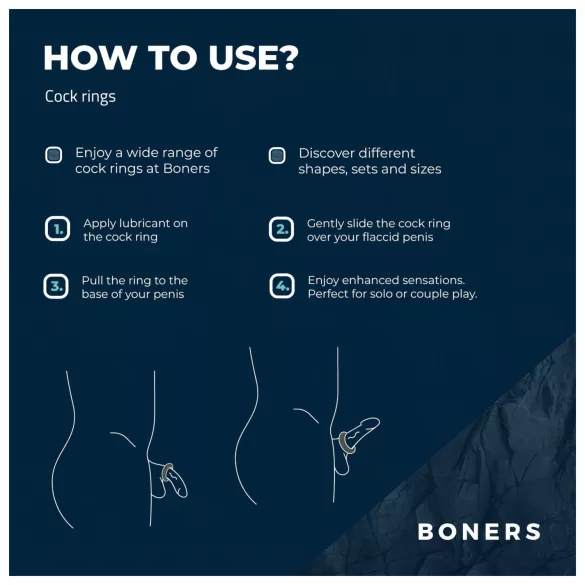 Boners - set silikonskih prstenova za penis - 3 komada - sivi