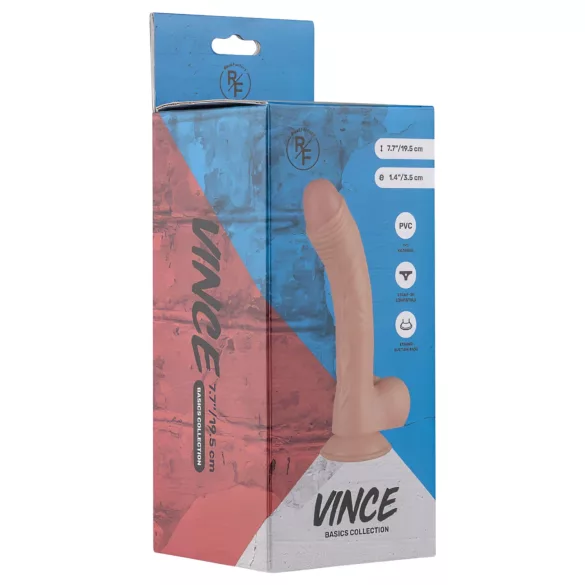 Real Fantasy Vince - dildo s testisima i prepucijem - 19,5 cm - prirodna boja