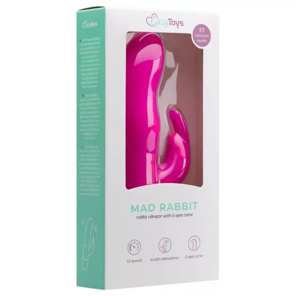 Easytoys Mad Rabbit - vibrator s ušima za klitoris - silikon - ružičasti