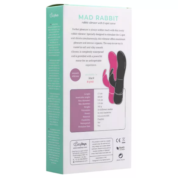 Easytoys Mad Rabbit - vibrator s ušima za klitoris - silikon - ružičasti