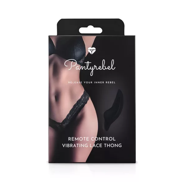 Pantyrebel - crne bežične radijske čipkaste tange vibrator (S-L)
