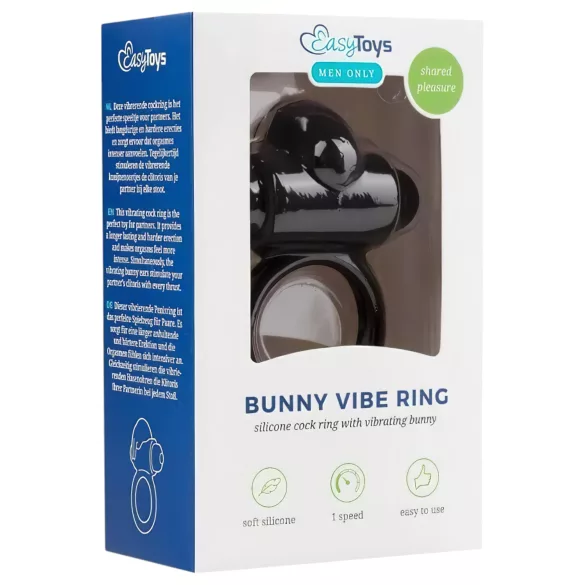 EasyToys Bunny - vibrirajući penis prsten - crni