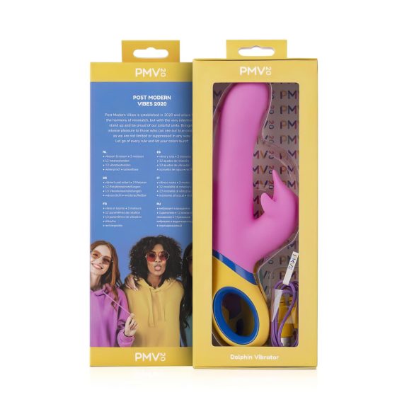 PMV20 Copy Dolphin - rotirajući vibrator s klitoralnim nastavkom - silikon, rozi