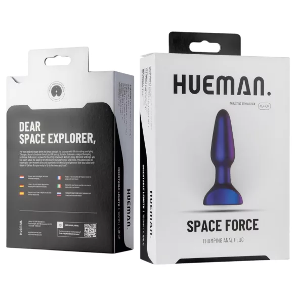 Hueman Space Force - vodootporni analni vibrator s potiskom - ljubičasti