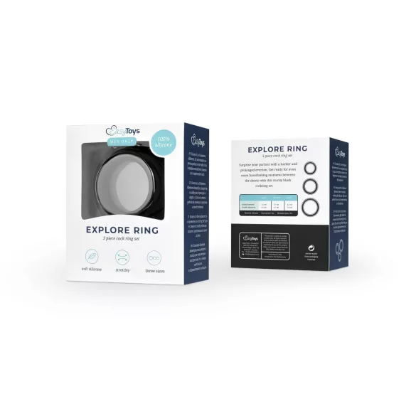 Easytoys - set prstena za penis - 3 komada - crna