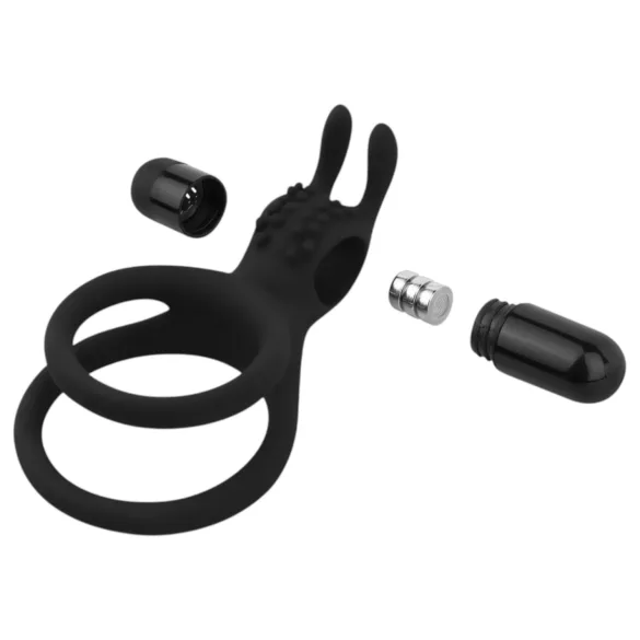 Easytoys - Vibracijski prsten za penis i testise - crni