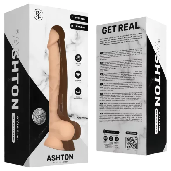 Real Fantasy Ashton - realistični dildo s testisima - 20,5 cm - natur