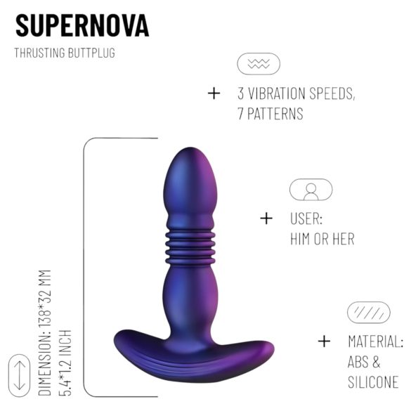 Hueman Supernova - analni vibrator s potiskom - silikon ljubičasti
