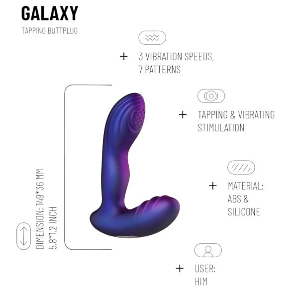 Hueman Galaxy - pulsirajući analni vibrator - ljubičasta