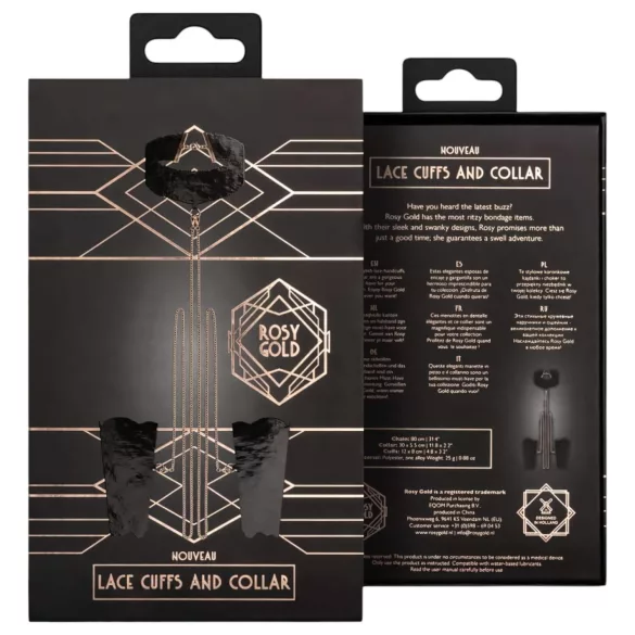 Rosy Gold - ogrlica i lisice za zapešća - crna