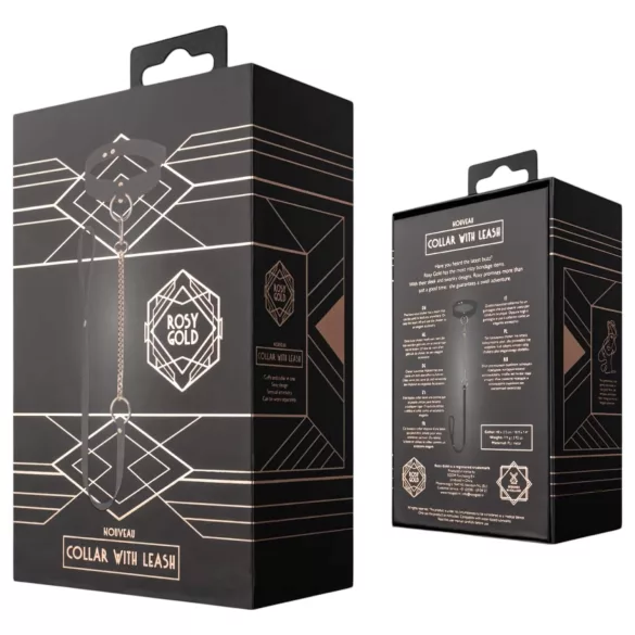 Rosy Gold - ovratnik i povodac - crna/ružičasto zlatna