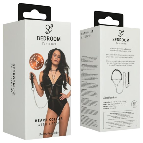 Bedroom Fantasies - ogrlica s povodcem - crna