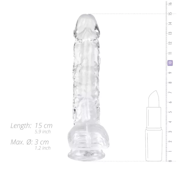 EasyToys - realistični dildo s testisima - 13,5 cm - prozirni