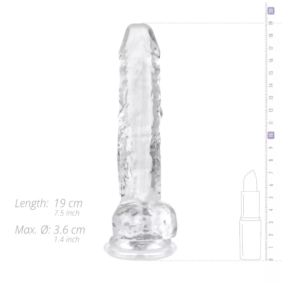 EasyToys - dildo s testisima - 17 cm - prozirni