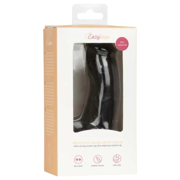 Easytoys - realistični dildo s testisima - 12 cm - crni