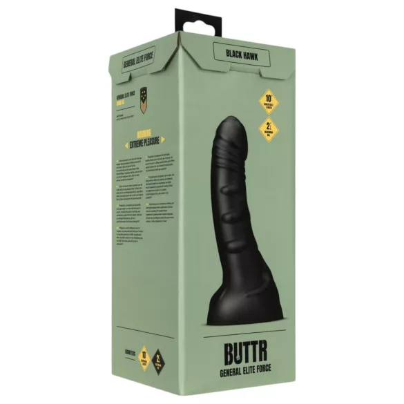 BUTTR Black Hawk - realistični analni dildo - crni