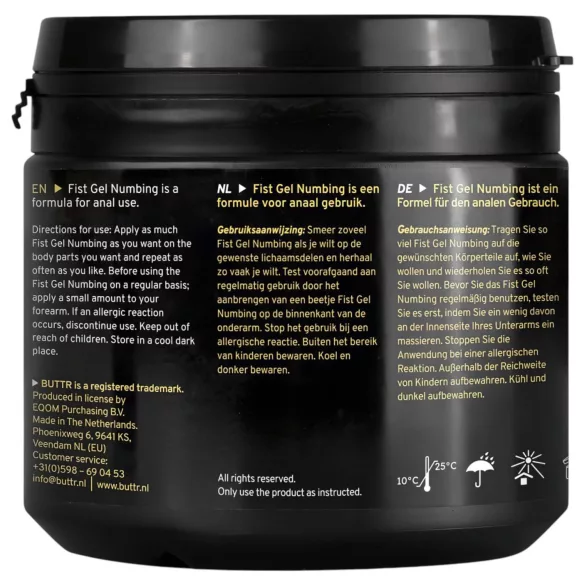 BUTTR - analni gel za fisting s anestetikom - 500ml