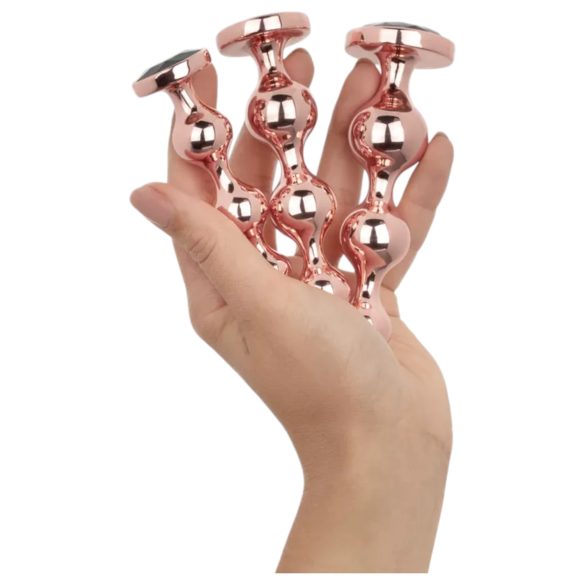 Rosy Gold - analni dildo set - ružičasto zlatna boja